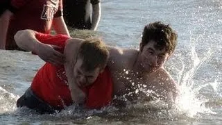 New Years Day Dip Peel Isle of Man 2013