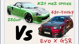 K24 mr2 spyder vs Evo X