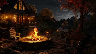 Peaceful Space in Autumn Evening with the Sound of Bonfires, Crickets, Sounds of Nature in Autumn