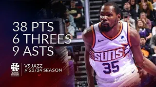 Kevin Durant 38 pts 6 threes 9 asts vs Jazz 23/24 season