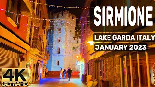 [4K] 🇮🇹 SIRMIONE, LAKE GARDA ITALY | ENCHANTING NIGHT TOUR IN JANUARY 2023