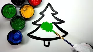 Painting Christmas tree painting pages, Painting Heart Tree and House Coloring Pages 💜 (4K)