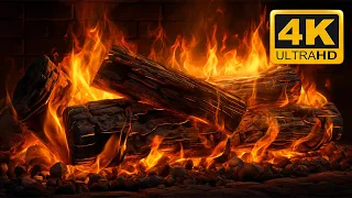 🔥 Birchwood Crackling Fireplace 🔥 Relaxing Fireplace Burning 4K UHD & Fire Crackling Sounds 3 Hours