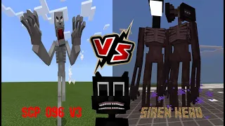 Siren Head and Cartoon Cat VS SCP 096 v3 (Cartoon Cat Defeated??) Minecraft PE