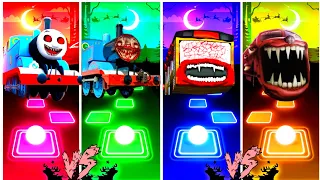 THOMAS TRAIN EXE 🆚 CHOO CHOO CHARLES 🆚 BUS EATER  🆚 TRAIN EATER l Tiles hop EDM Rush! #coffindance