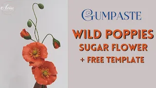 How To Make Wild Poppies & Buds | FREE TEMPLATE | GUMPASTE / SUGAR FLOWERS