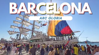Emotional Arrival of Colombian ARC Gloria in Barcelona | Cultural Celebration & Naval Tradition 🚢🇨🇴