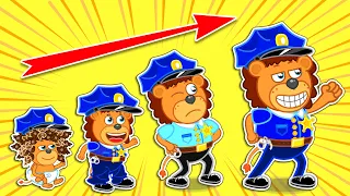 Lion Family | Wants to Be Police Since Childhood. Dream Jobs of Kids | Cartoon for Kids