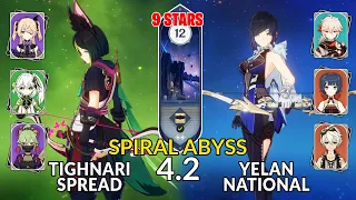 4.2 Spiral Abyss│Tighnari Spread & Yelan National | Floor 12 - 9 Stars | Genshin Impact