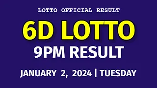 6D LOTTO RESULT 9PM DRAW TODAY January 2, 2024 Tuesday PCSO 6D LOTTO Evening Draw