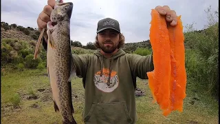 TROUT FISHING ADVENTURE IN A RAINSTORM!! (Fried Trout & Pickles!)