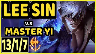 DAT (KITZUO) (LEE SIN) vs MASTER YI - 13/1/7 KDA JUNGLE GAMEPLAY - NA Ranked MASTER