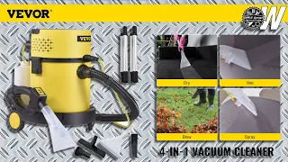 VEVOR Wet Dry Vacuum Cleaner, 4-in-1, Portable Vacuum w/ Blow & Spray Function