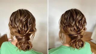 Live with Pam - Effortless Low Bun with Soft Beachy Waves for Short Hair! Contemporary Bride Up-Do!