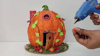 🆕Diy Pumpkin fairy house | how to make Halloween pumpkin house