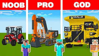 Minecraft NOOB vs PRO vs GOD: CONSTRUCTION TRUCK HOUSE BUILD CHALLENGE in Minecraft Animation