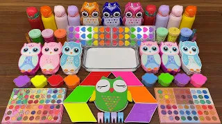 COLORFUL OWL I Mixing random into Glossy Slime I Relaxing slime videos#part1