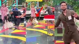 Shaista lodhi fell down live jeeto pakistan after being hit adnan siddiqui jeeto pakistan ramzan