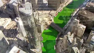 Timelapse of Chicago River being dyed green