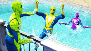 GTA 5 Rainbow Spiderman Falling Into Pool (Spider-Man Jumps & Ragdolls) #4