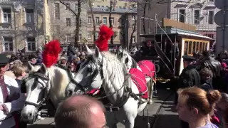 Парад трамваев в Москве на Чистых прудах 11.04.2015. Часть 1 - Конка