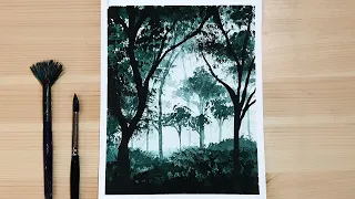 Forest Watercolor Painting for Beginners Step by Step | Easy Watercolor Paintings Techniques