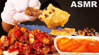 ASMR SPICY FRIED CHICKEN 🍗 RICE CAKE, EGG ROLL, RICE BALL (Eating Sound) | MAR ASMR