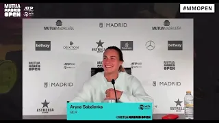 Aryna SABALENKA singing during press conference