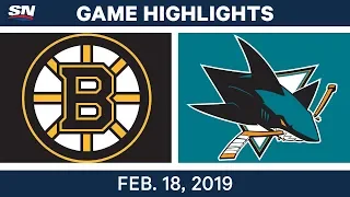 NHL Highlights | Bruins vs. Sharks - Feb 18, 2019