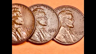 US 1965-1967 No Mint Mark Pennies - United States Lincoln One Cent Coins