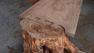 Amazing Hand Cut Mitered Dovetails For Easy Woodworking Project - Extremely Wood Stump Coffee Table