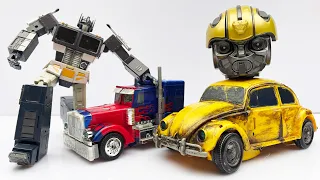 Transformers Fail Comparison Animated Films Robot War: Full Optimus, Bumblebee Car Robot Stop Motion