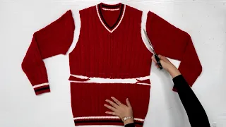 How to reform an old sweater 4 | After cutting one sweater, three amazing pieces were created!