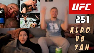 UFC 251 FIGHT ISLAND REACTION VIDEO | ALDO VS YAN! HORRIFIC STOPPAGE!