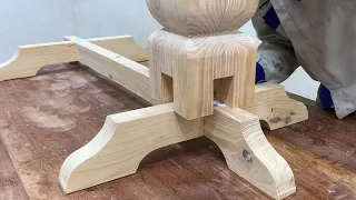 Skillful Carpenter - Manual Work Skills To Create Large Table Leg Sample With Strong joints