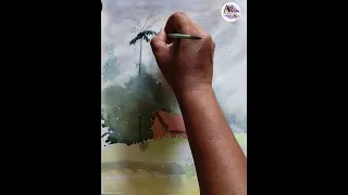 How to draw simple water colour landscape painting #viral #landscape #watercolor #outdoors #scenery