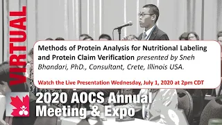 Methods of Protein Analysis for Nutritional Labeling & Protein Claim Verification