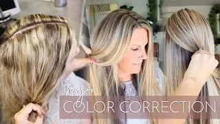 Blonde Highlights Gone Wrong - Major Color Correction 😱 How to Fix Spotty Hair Color