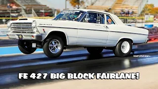 FE 427CI BIG BLOCK/482CI STROKER '66 FORD FAIRLANE NOSTALGIA SUPER STOCK! BYRON DRAGWAY!