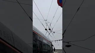 trolleybus operating a switch