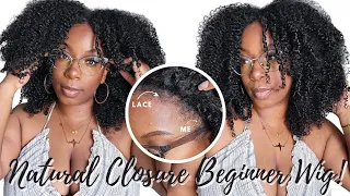 NATURAL Pre Cut Beginner Wig Install FULL LOOK Kinky Curly Glueless NO BABY HAIR BeautyForeverHair