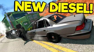 NEW DIESEL TRUCK MOD MAKES FOR AWESOME POLICE CHASES! - BeamNG Gameplay & Crashes - Cop Escape