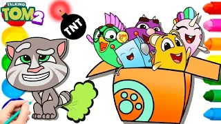 My Talking Tom 2 Tom Pets Squeak Dot Flip Sugar Gus Drawing Coloring talking Tom 2