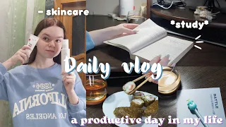 DAILY or STUDY VLOG | skincare, study, routine | a productive day in my life