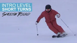 INTRO LEVEL round short turns steered on intermediate terrain