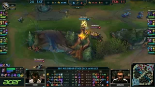 SKT1 Peanut ESCAPES 1v3 vs TMS @MSI 2017