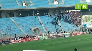 شغب مجموعات النادي الإفريقي في مدرجات ملعب رادس خلال كلاسيكو النجم الساحلي و الأمن يتدخل