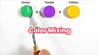 Guess the final color 🎨| Satisfying video | Art video | Color mixing video | Mix Purple|Green|Yellow