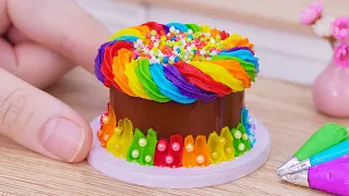 Best of Miniature Rainbow Buttercream Chocolate Jelly Cake Decorating - Mini Dessert | Mini Bakery