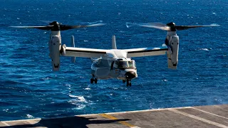 US Navy CMV-22B Osprey Landed on a Aircraft Carrier @Defxofficials